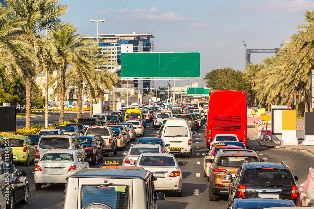 Obraz premium Traffic jam in Dubai