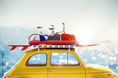 3D rendering of holiday on the road