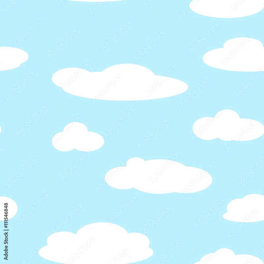Seamless background patterns of sky with clouds. Vector illustra