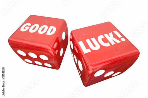 Good Luck Wish Two Red Dice Words 3d Illustration