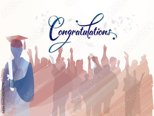 Graduation silhouette with congratulations text.