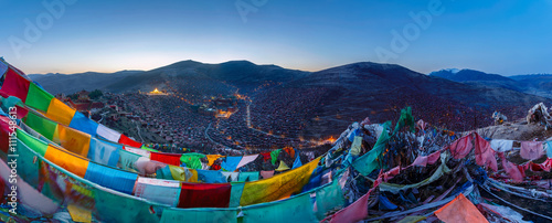 Canvas Print Panorama top view at Larung gar (Buddhist Academy) in Sichuan, China