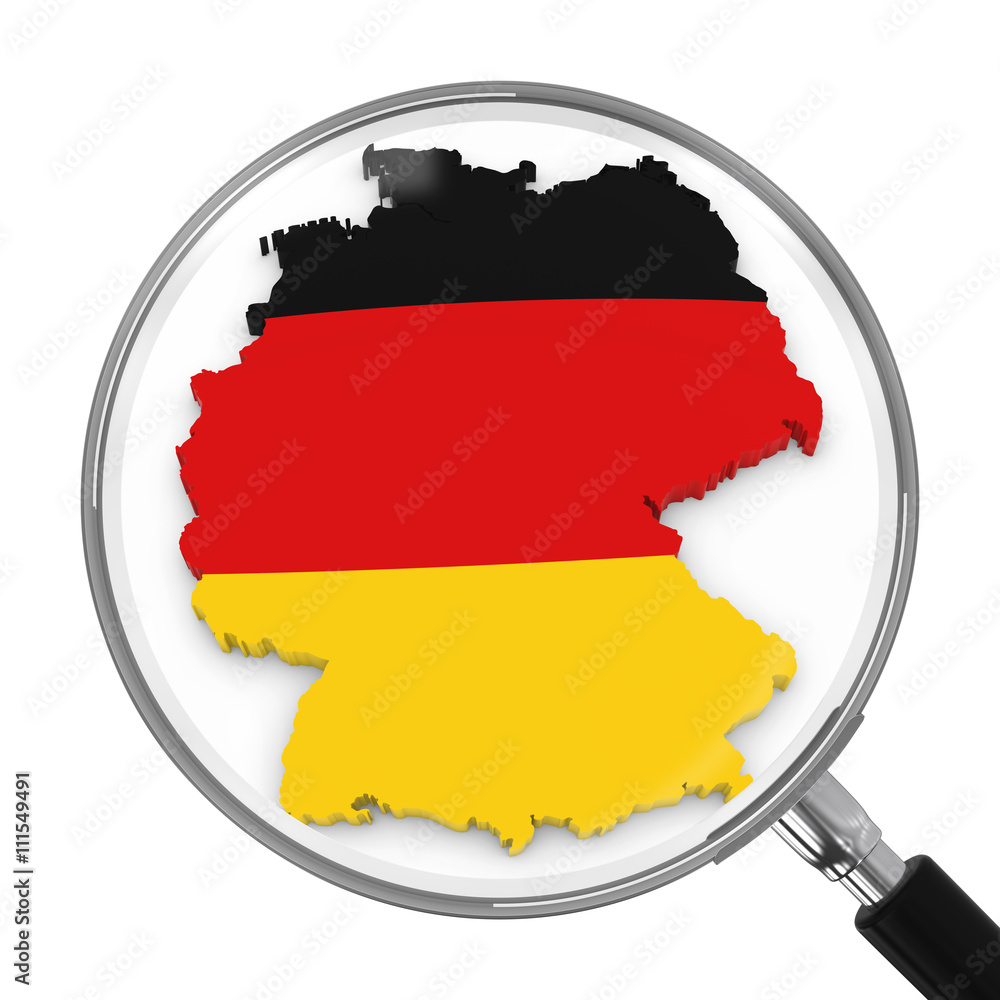 Germany under Magnifying Glass - German Flag Map Outline - 3D Illustration  Stock Illustration | Adobe Stock