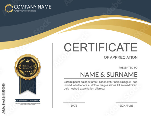 Vector certificate template. photo