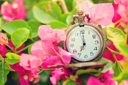 Vintage pocket watch with flower