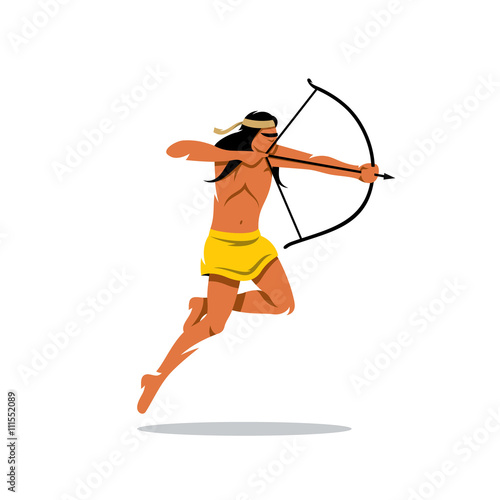 Vector archery man Cartoon Illustration.