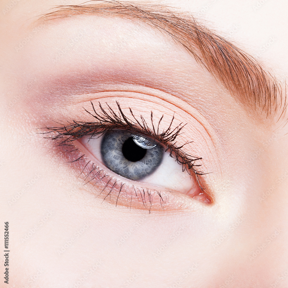 Fototapeta premium female face makeup with blue eye