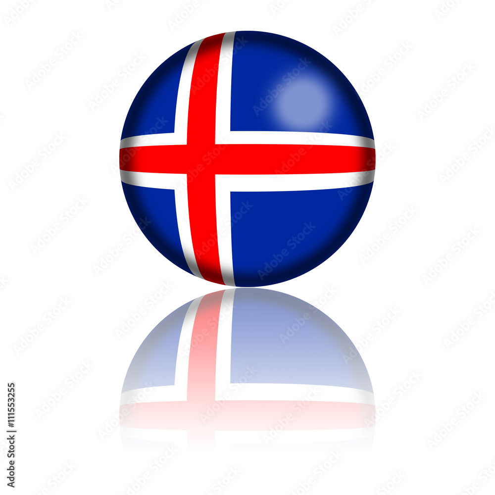 Iceland Flag Sphere 3D Rendering