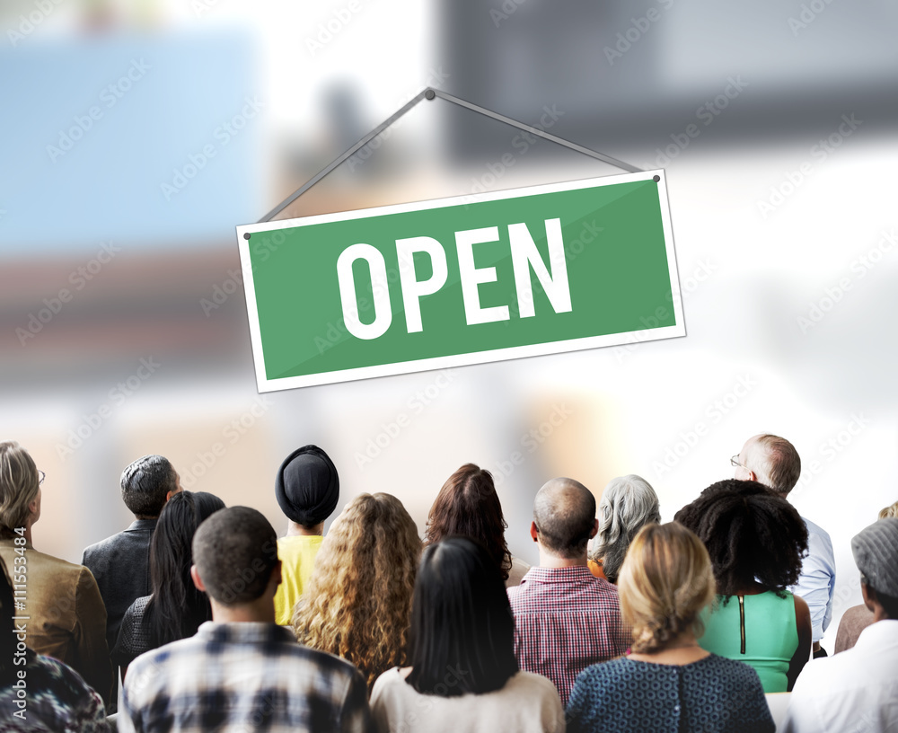 Open Sign Banner Welcome Notice Concept Open Sign Banner Welcome Notice Concept