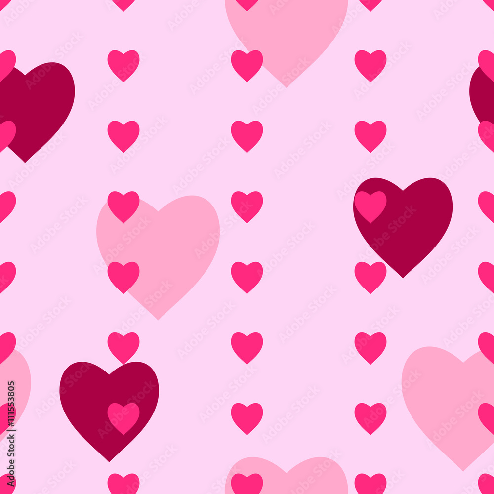 Editable Vector of Love Themed Pink Hearts Illustration Seamless Pattern to Create Background or Decorative Element of Wedding Related Purposes