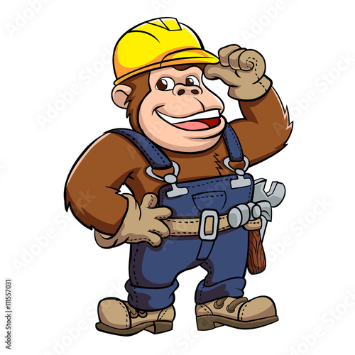 Cartoon of a Gorilla Handyman .