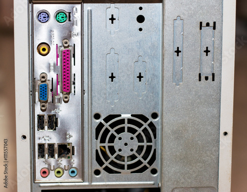Connector of computer motherboard, back side computer port. 