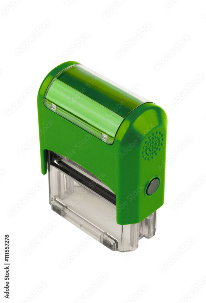 Hand rectangular automatic stamp, a brilliant green color. Hand rectangular automatic stamp, a brilliant green color.