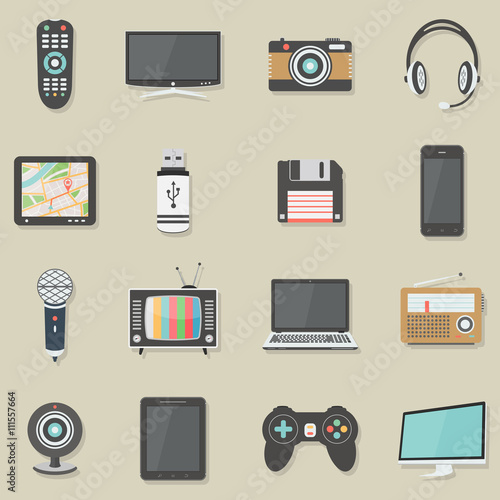 Home electronics icons set