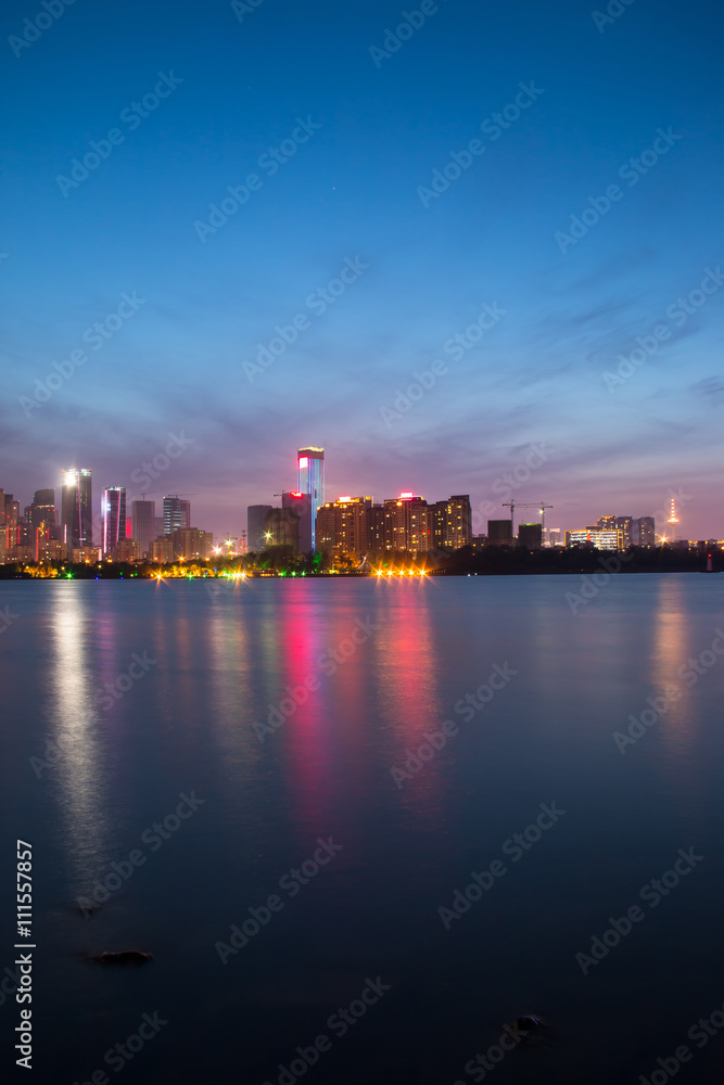 China's Shenyang city building at night