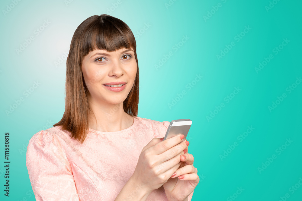 Happy businesswoman using smartphone Happy businesswoman using smartphone
