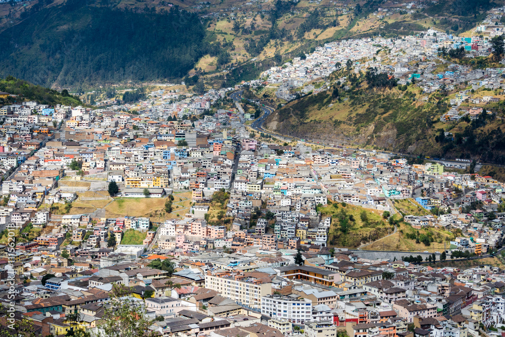 Suburbs of Quito from Panecillo hill, Ecuador