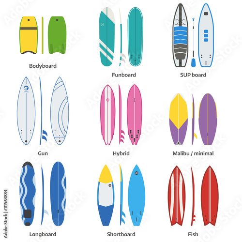 Various Surfboards Vector Set
