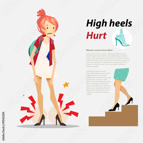 High heels hurt with infographic - vector