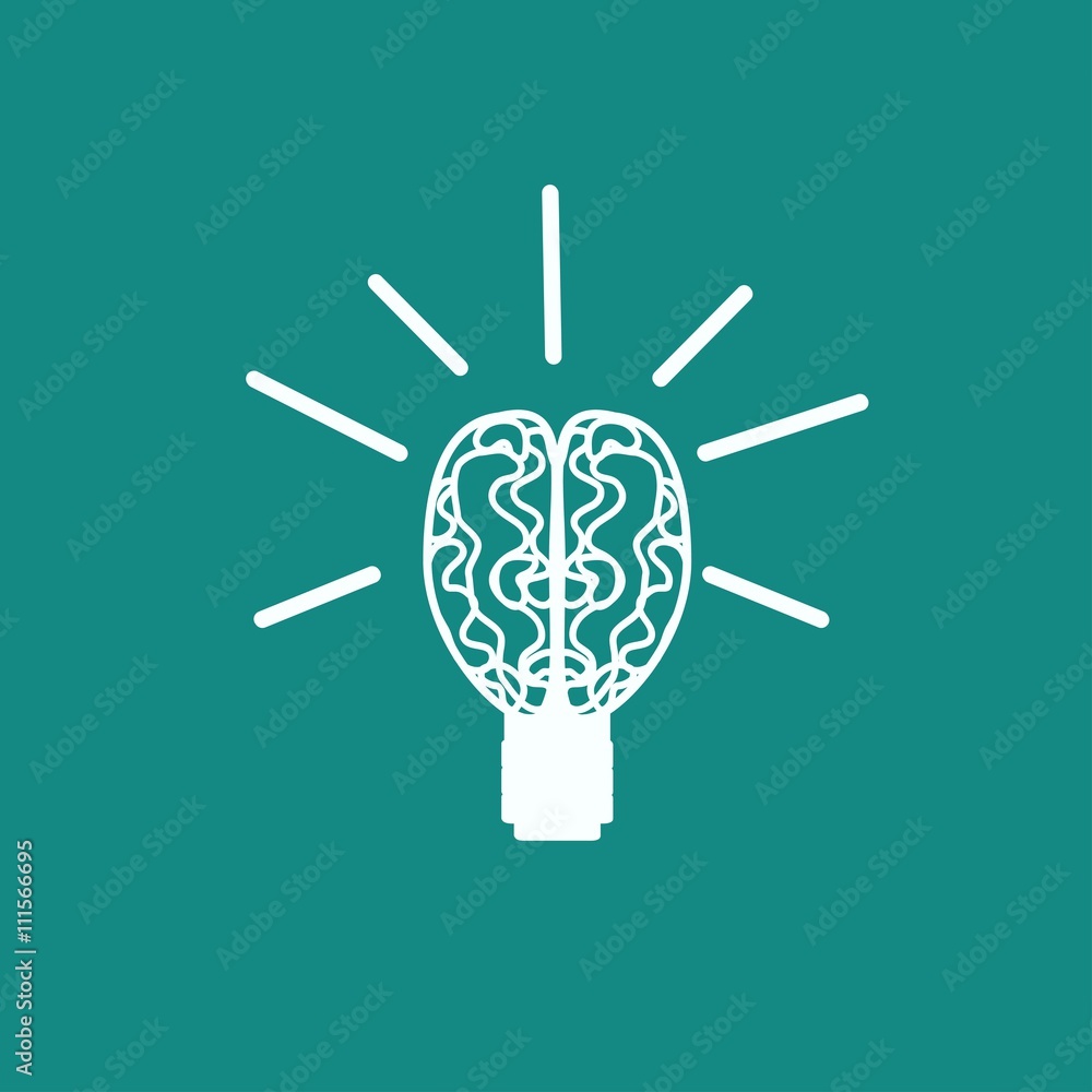 Light bulb brain icon, vector illustration. Flat design style Light bulb brain icon, vector illustration. Flat design style