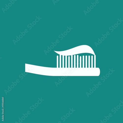 Vector icon of toothbrush with applied toothpaste portion