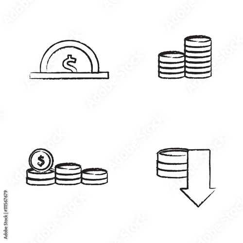 Vector Coins Icons  Draw set