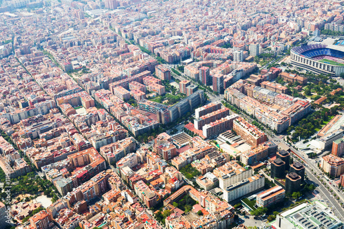residential district in Barcelona from helicopter