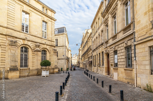 Bordeaux. Street in the historic center. The historic center of Bordeaux  listed as a UNESCO World Heritage Site