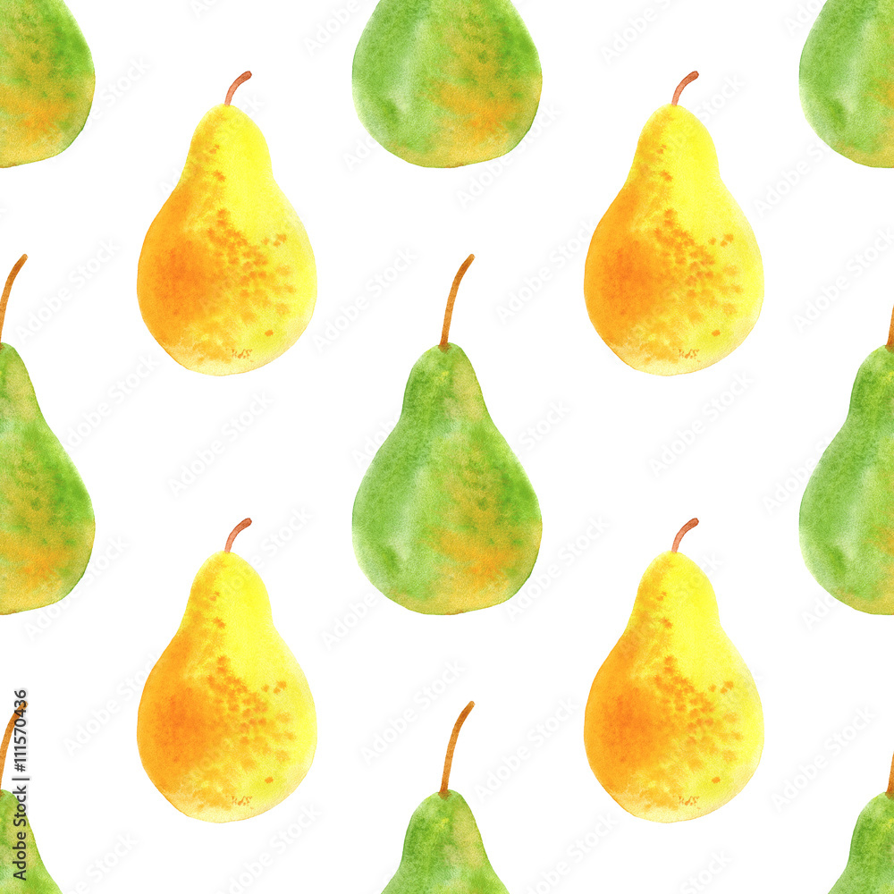Seamless pattern with pears .Food picture.Watercolor hand drawn illustration. Seamless pattern with pears .Food picture.Watercolor hand drawn illustration.