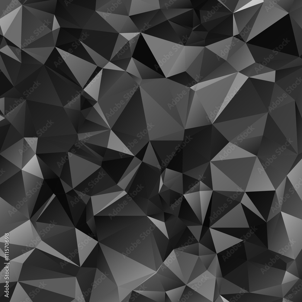 Low poly triangulated background. Black and white. Vector illustration.