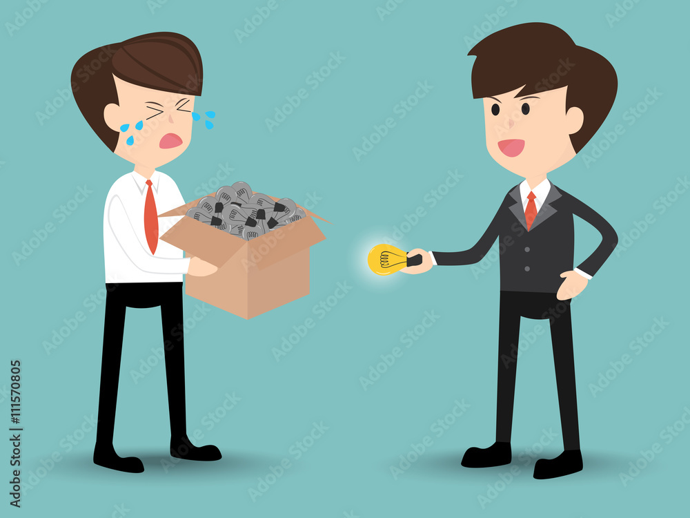 businessman share,give,exchange, recommend idea with disappoint man, concept teamwork businessman share,give,exchange, recommend idea with disappoint man, concept teamwork