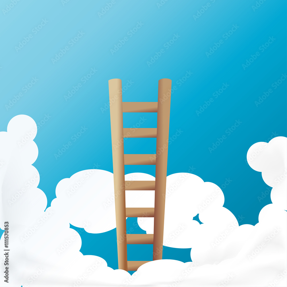 ladder into sky concept of above target, way to success, big ideas ladder into sky concept of above target, way to success, big ideas