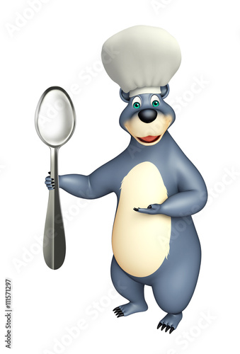 Bear cartoon character with spoons © visible3dscience