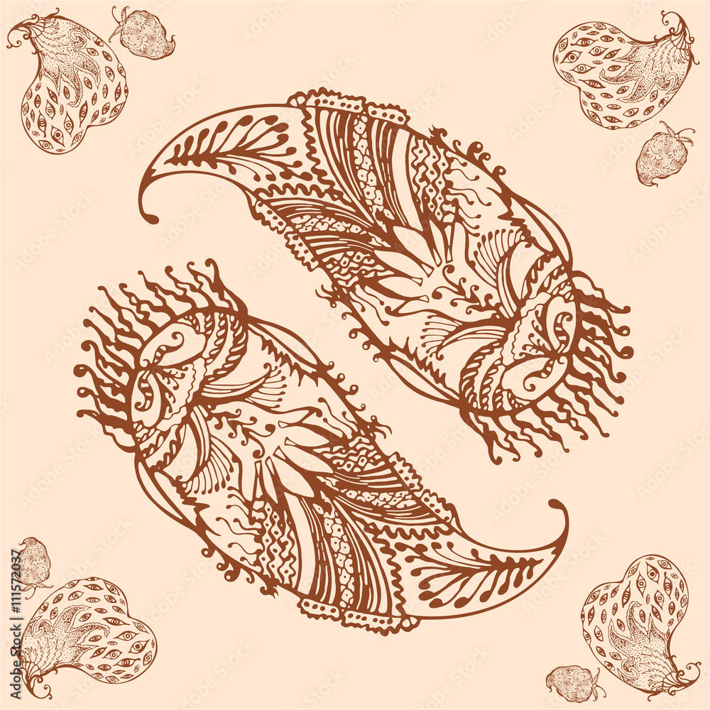 decorative floral element of beautiful paisley henna design Vector Illustration