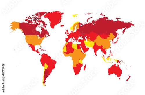 World map flat vector red