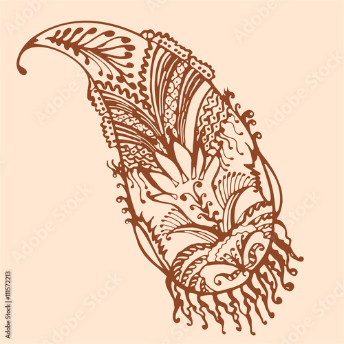 decorative floral element of beautiful paisley henna design Vector Illustration