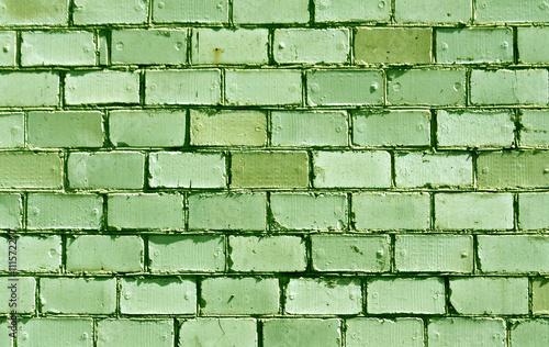 Green brick wall texture.