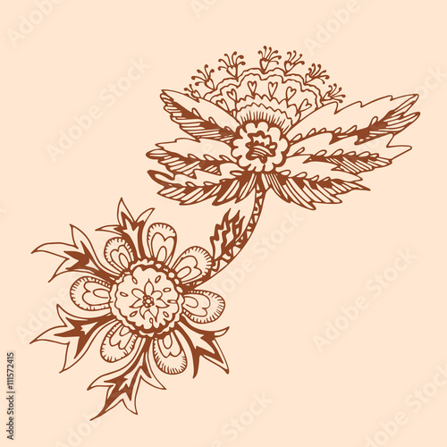 decorative floral element of beautiful paisley henna design Vector Illustration