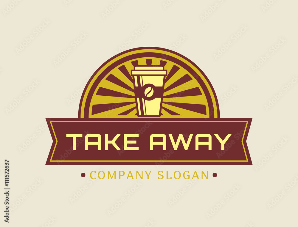 Fototapeta premium Take away concept. Vector coffee logo.