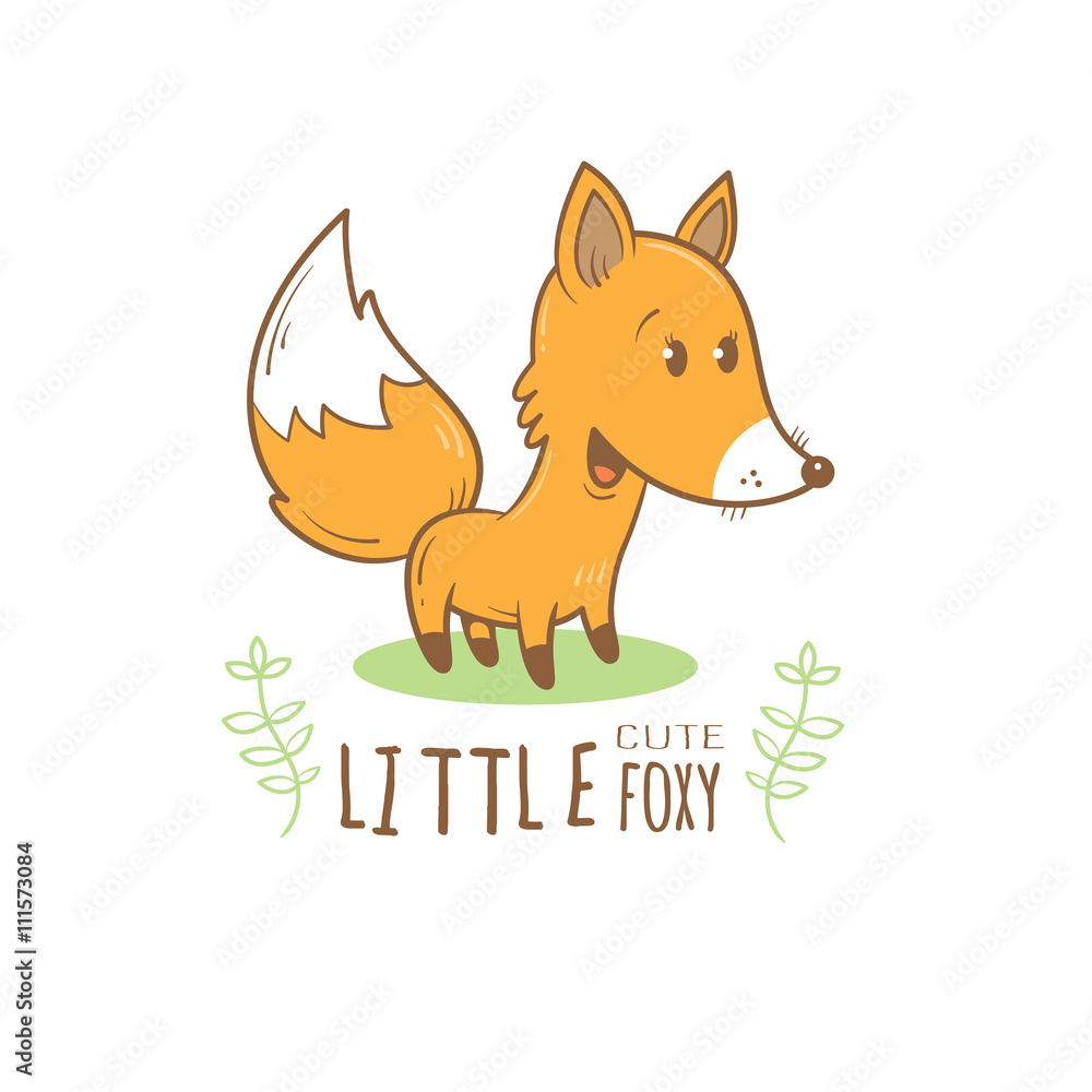 Card with cute cartoon fox. Little funny animal. Children's illustration. Vector image. Card with cute cartoon fox. Little funny animal. Children's illustration. Vector image.