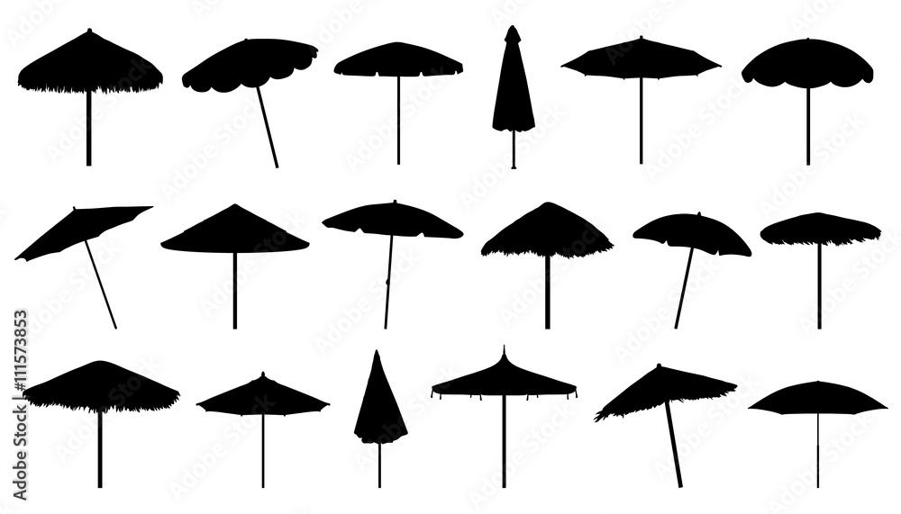 parasol silhouettes - obrazy, fototapety, plakaty 