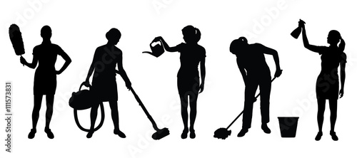 charwoman silhouettes