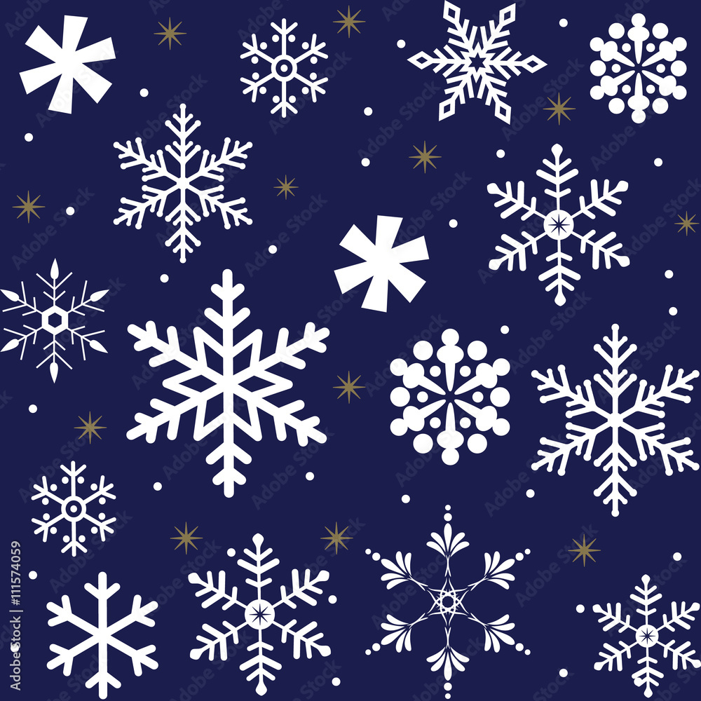 Seamless snowflakes pattern with navy ground Seamless snowflakes pattern with navy ground