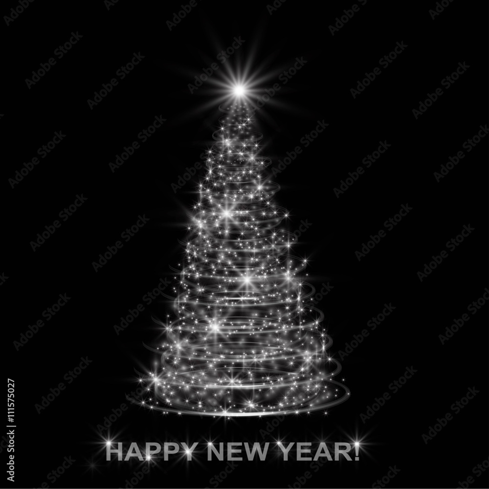 Silver Christmas tree on black background Silver Christmas tree on black background