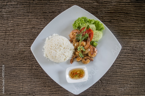 Deep fried prawns with garlic and pepper,Thai food