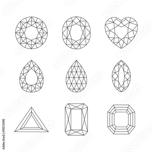 Diamonds and Ruby Vector Line Icons