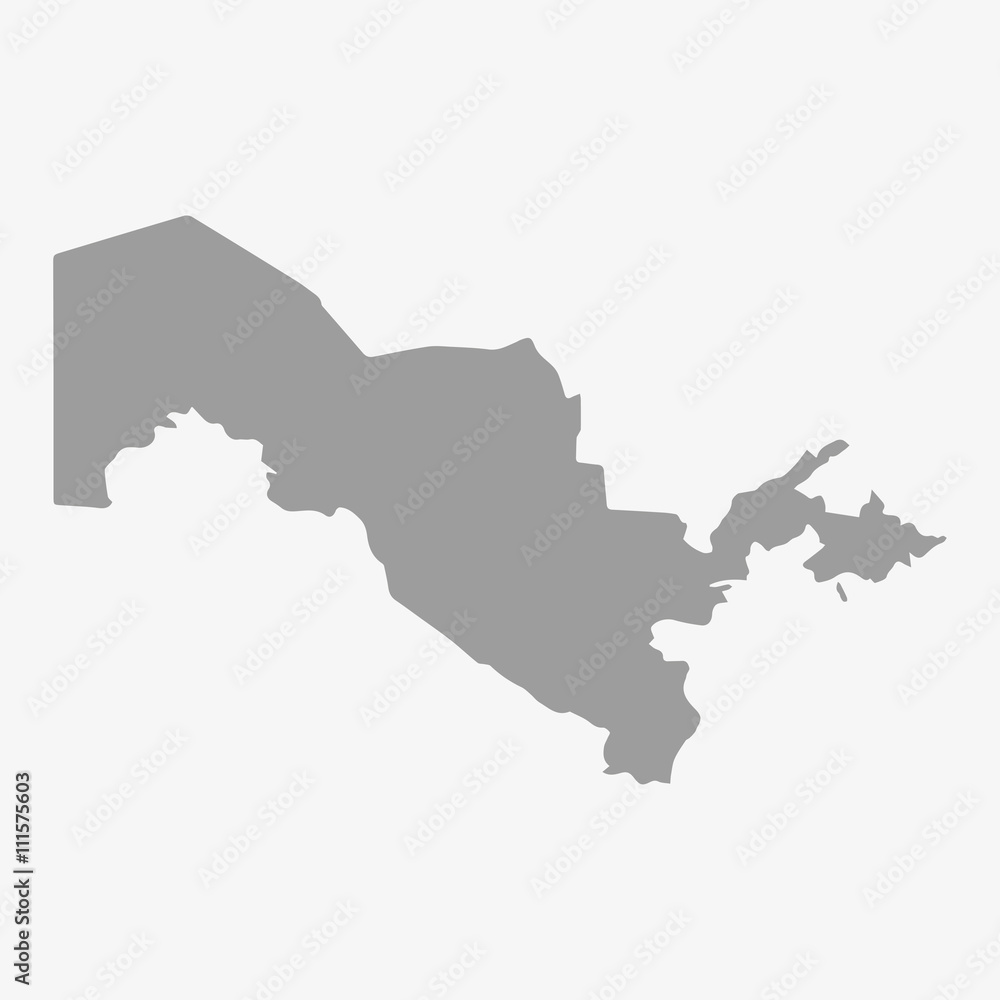 Fototapeta premium Uzbekistan map in gray on a white background