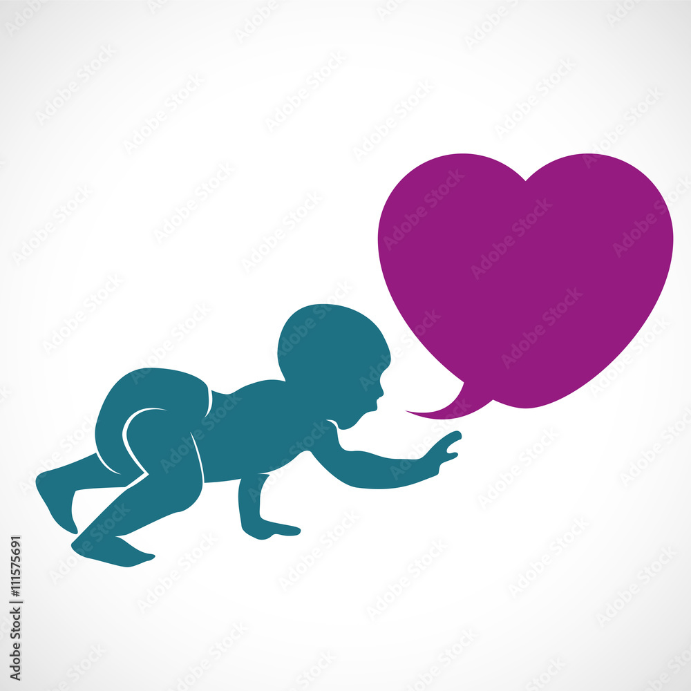 silhouette bébé et bulle de dialogue silhouette bébé et bulle de dialogue