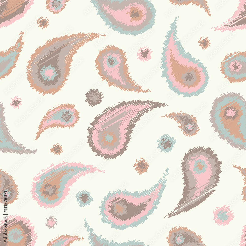 Fototapeta premium Ethnic boho seamless pattern with Paisley. Print. Repeating background. Cloth design, wallpaper.