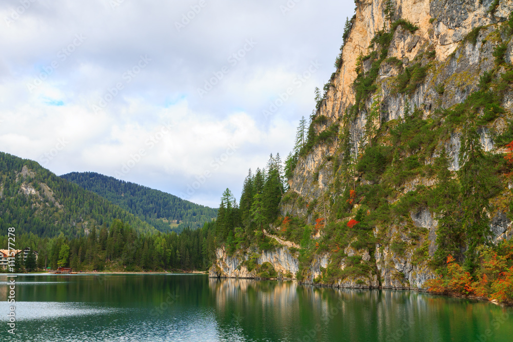 Braies lake in the Dolomites